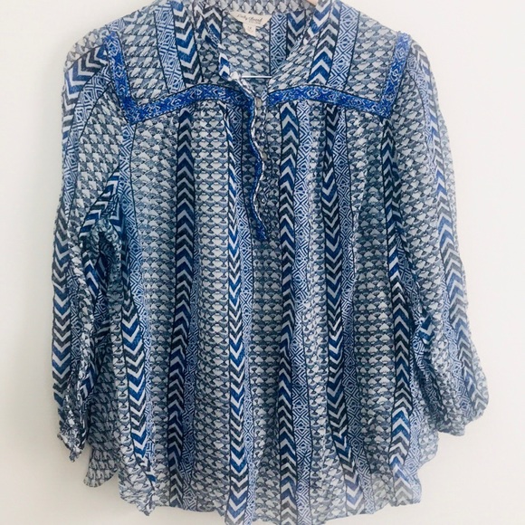|Lucky Brand| Beaded Chevron Boho Blouse Top Sz 1X - Picture 2 of 5